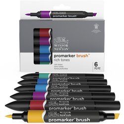 Marqueur Promarker Brush Set de 6 tons riches - Winsor & Newton