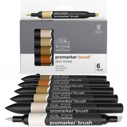 Marqueur Promarker Brush Set de 6 tons chair - Winsor & Newton