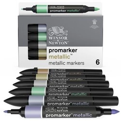 Pochette de 6 Marqueurs Promarker metallic - Winsor & Newton