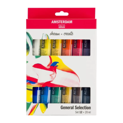 Coffret de 12 peintures acrylique Amsterdam royal Talens - 20ml