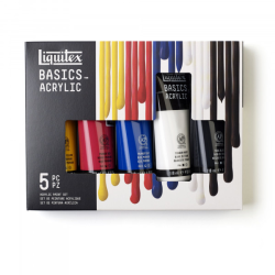 Coffret de 5 primaires de peinture acrylique Liquitex Basics 118ml