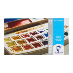 Coffret plastique de 24 demi-godets de peinture aquarelle Van Gogh