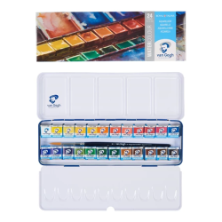 Coffret métal de 24 Demi-godets de peinture Aquarelle Van Gogh