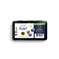 Coffret  metal pocket de 12 1/2 godets de peinture aquarelle Brehat
