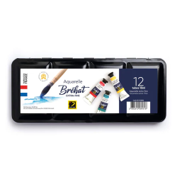Coffret metal de 12 tubes de peinture aquarelle Brehat 10ml