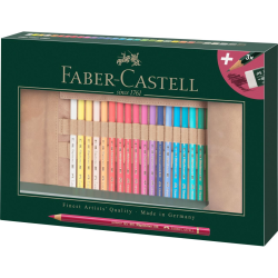Trousse en cuir de 30 crayons de couleurs Polychromos + 3 graphites + gomme - Faber-Castell