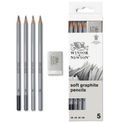 Pochette gomme +  4 Crayons graphites Winsor et Newton