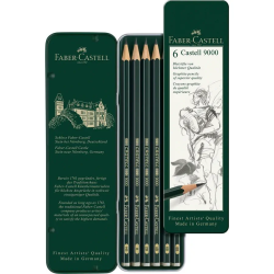 Coffret de poche de 6 Crayons Graphite Castell 9000 - HB à 8B