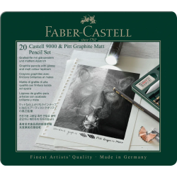 Coffret 20 pièces PITT Graphite MATT & CASTELL 9000 - Faber Castell