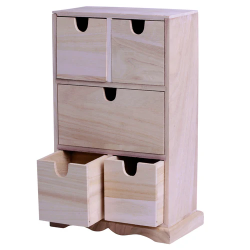 Commode en bois 5 tiroirs 20x12,5x21cm