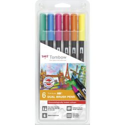 Pochette de 6 Feutres Standard double pointe Tombow - ABT