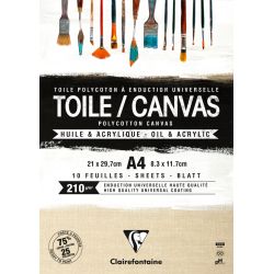 Bloc 10 feuilles toile à peindre polycoton Naturel - 200g/m²
