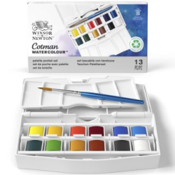 Coffret de poche de 12 1/2 godet d'aquarelle fine Pocket Plus Cotman - Winsor & Newton