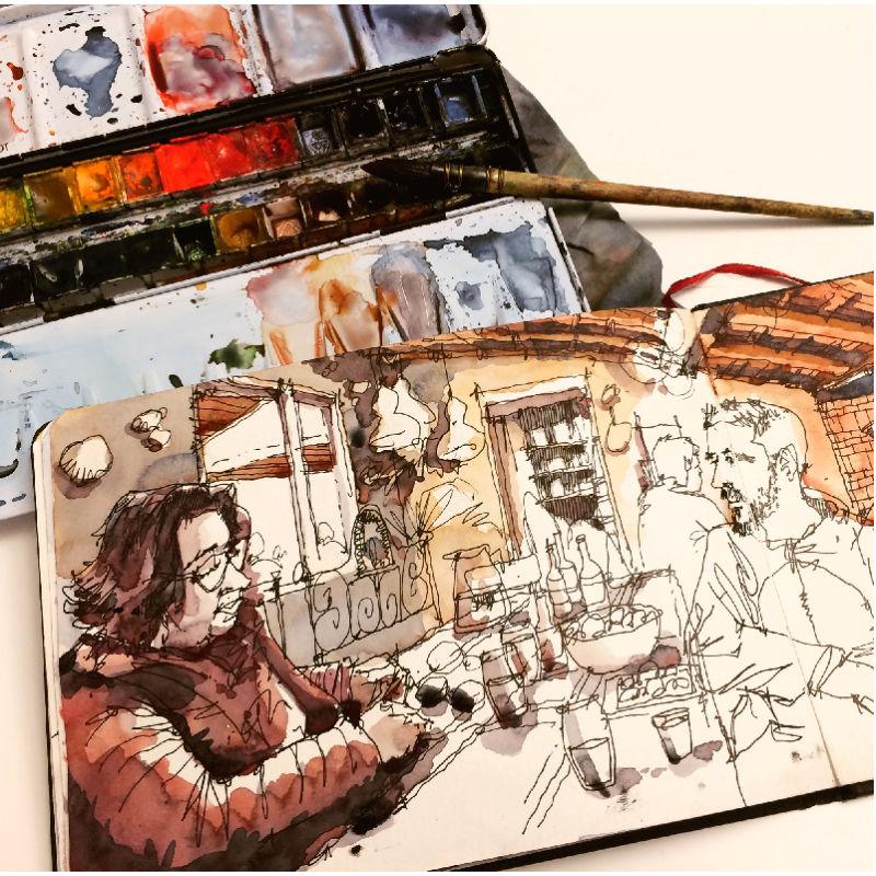 Carnet Aquarelle De Voyage Premium - 20 Feuilles 300g/m² Double Face | Sketchbook Compact Avec Poche Intérieure Pour Artistes Et Aquarellistes Papier 300g/m² Absorption