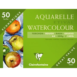 Etui de 50 Feuilles Aquarelle Etival Watercolour Grain Torchon 300g