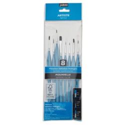 Set de 8 Pinceaux Aquarelle Précision assortis imitation petit gris - Pébéo
