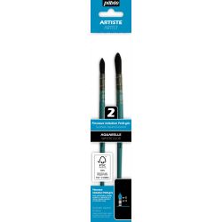 Set de 2 Pinceaux Aquarelle Lavis imitation petit gris - Pébéo