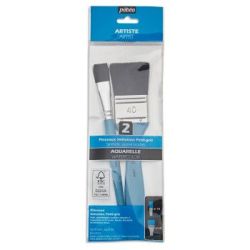 Set de 2 Pinceaux Aquarelle Spalter et plat imitation petit gris - Pébéo