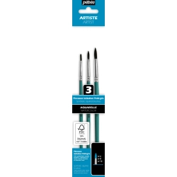 Set de 3 Pinceaux Aquarelle ronds imitation petit gris - Pébéo