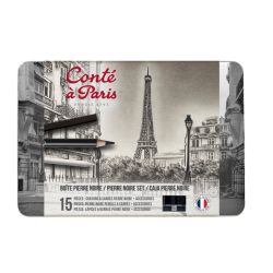 Boîte métal pierre noire 15 pièces