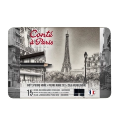 Boîte métal pierre noire 15 pièces