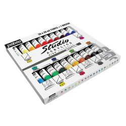 Coffret de 20 peintures acrylique Pebeo Studio 20ml + brosse