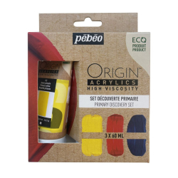 Coffret de 3 couleurs acryliques 60 ml primaires Origin - Pébéo