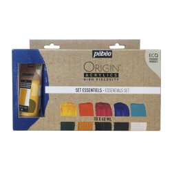 Coffret de 10 couleurs acryliques essentiels 60 ml Origin - Pébéo