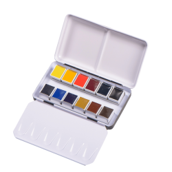 Coffret metal de poche 12 1/2 godets d'aquarelle extra-fine - Blockx