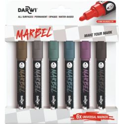 Coffret Métallique de 6 Marqueurs universel Marbel - Darwi