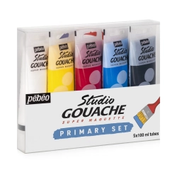 Coffret de 5 Gouache primaire 100ml - Pébéo