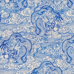 Dragons bleus sur fond blanc