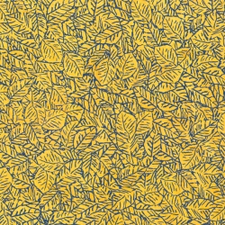 Feuilles bleues sur fond ocre