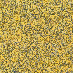 Feuilles bleues sur fond ocre