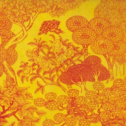 Virginie Kongpo jaune sur lokta l 50x75cm