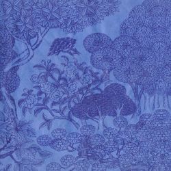 Virginie Kongpo bleu sur lokta  50x75cm