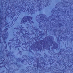 Virginie Kongpo bleu sur lokta  50x75cm