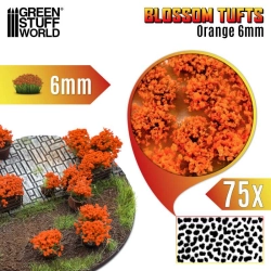 TOUFFES DE FLEURS - 6MM - AUTO-ADHÉSIF - FLEURS ORANGES