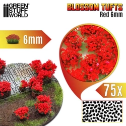 TOUFFES DE FLEURS - 6MM - AUTO-ADHÉSIF - FLEURS ROUGES