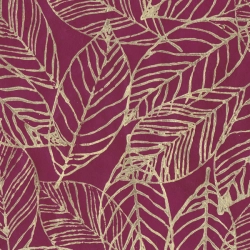 Feuilles imprimées Or sur fond rose fushia