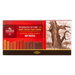 Coffret de 12 craies tendres Toison d'Or Brunes - Koh-I-Noor