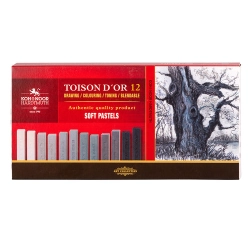 Coffret de 12 craies tendres Toison d'Or Grises - Koh-I-Noor