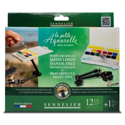 Coffret Main-libre La petite aquarelle 12 1/2 godets + bras articulé - Sennelier