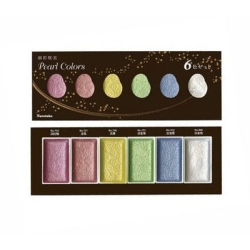 Coffret de 6 godets de peinture aquarelle japonaise Gansai Tambi - Couleurs perlées