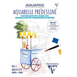 Bloc aquarelle pré-dessiné Aquapad "Gourmandises" - Clairefontaine