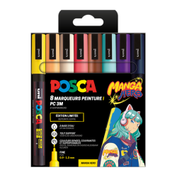 Set 8 marqueurs Posca PC3M assortis -Edition limitée Manga