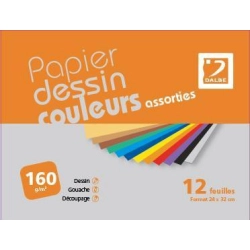 Pochette de papier assorties couleurs vives 160g/m² - Dalbe