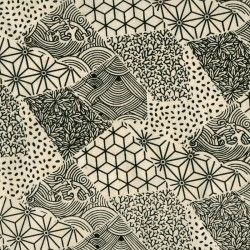 Sashiko Craie sérigraphié noir sur lokta 50x75cm