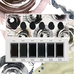 Coffret de 6 godets de peinture aquarelle japonaise Gansai Tambi - couleurs Sumi