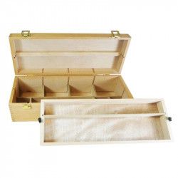 Coffret bois vide du peintre 2 niveaux